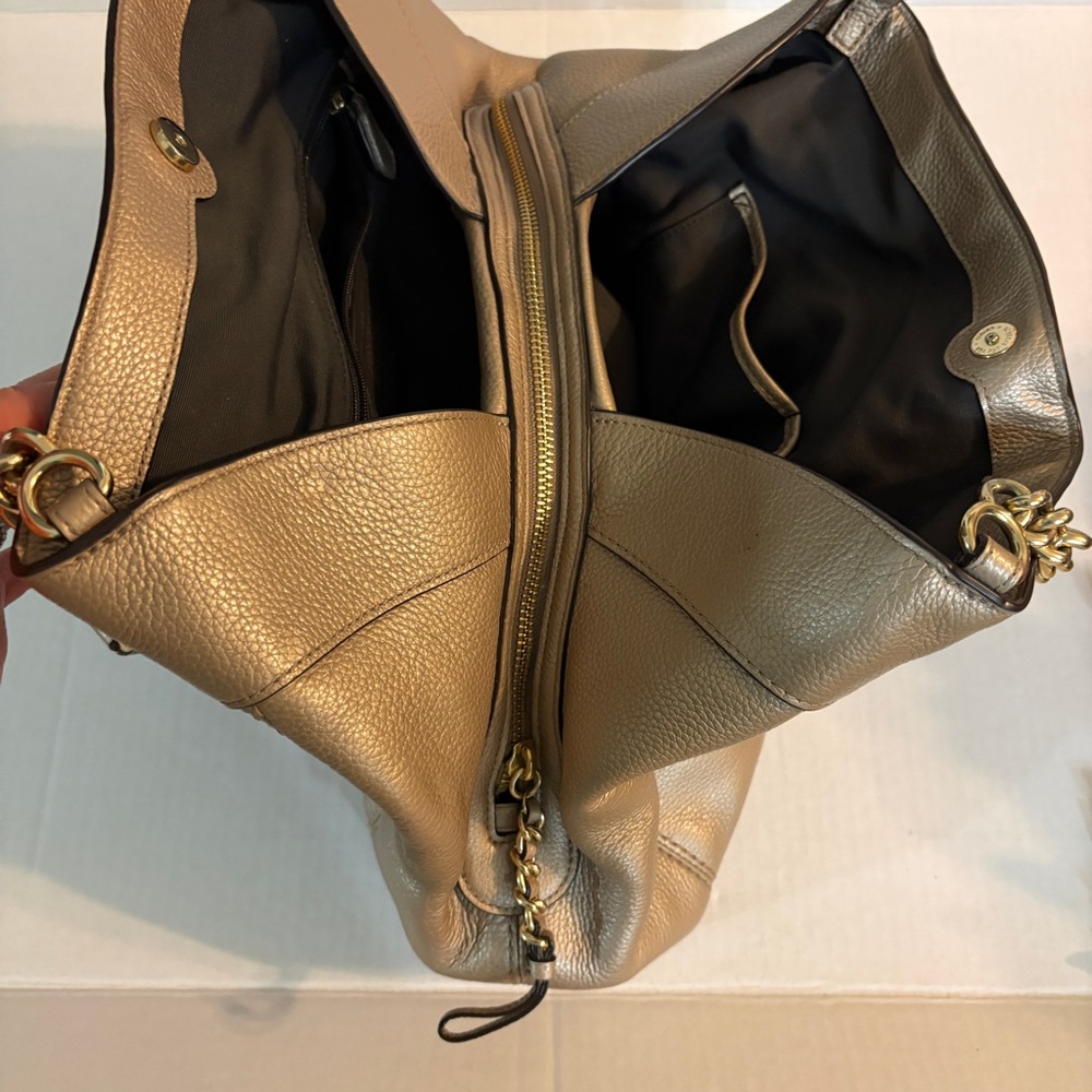 Coach Lexy Platinum Triple Compartment Shoulder Bag Purse Gold Hardware - Picture 12 of 16